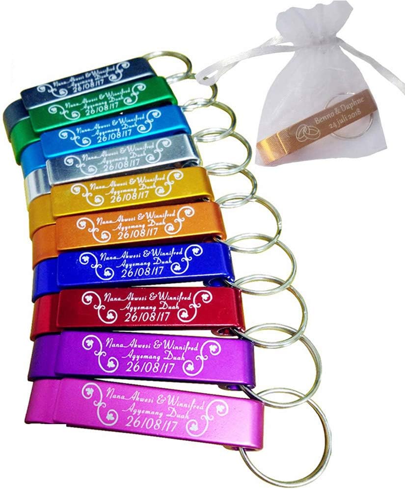 50pcs Personalized Bottle Opener With Text/Logo/Photo, Custom Keychain For Christmas, Wedding Favor, Event Party Favors (50 Pcs + Bag)