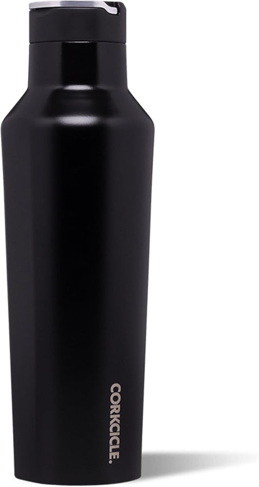 Corkcicle Sport Canteen - Keeps Drinks Cold 25 Hours - Stainless Steel Water Bottle - Triple-Insulated - Spill-Proof - Summer Drinkware Gift - Keeps Drinks Ice Cold - 20 oz - Gloss Black