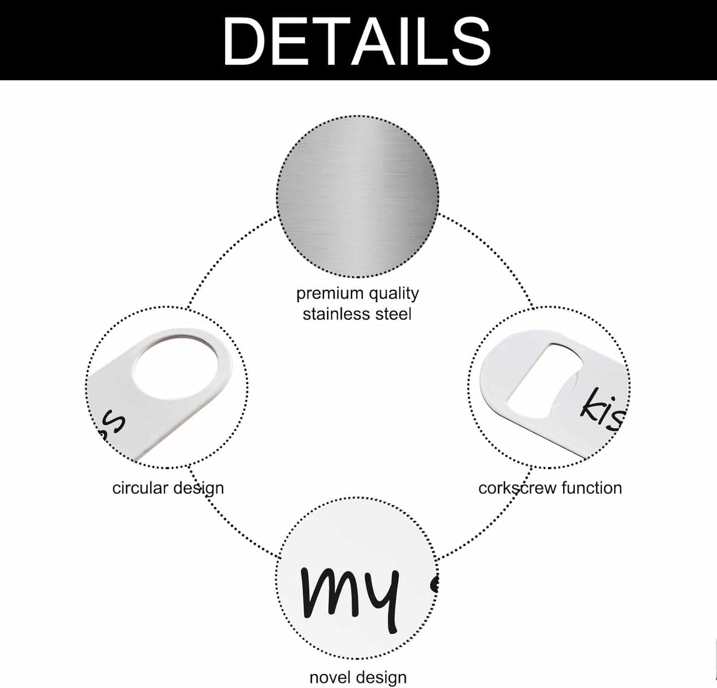 Funny Saying Stainless Steel Bottle Opener Kiss My Sass Flat Beer Bottle Opener Keychain for Home Kitchen Bar Restaurant Party Birthday Gift