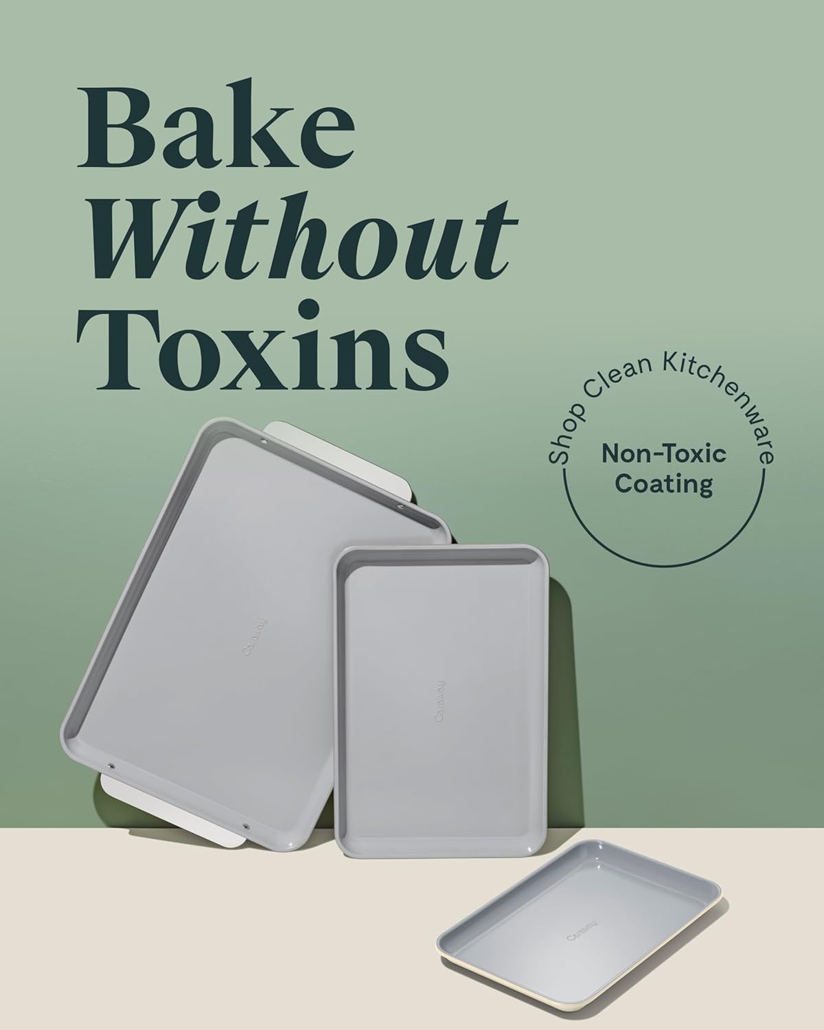 Caraway Non-Stick Ceramic Baking Sheet Trio - Naturally Slick Ceramic Coating - Non-Toxic, PTFE & PFOA Free - 18 x 13" Large, 15 x 10" Medium, & 9" x 13" Small - Navy