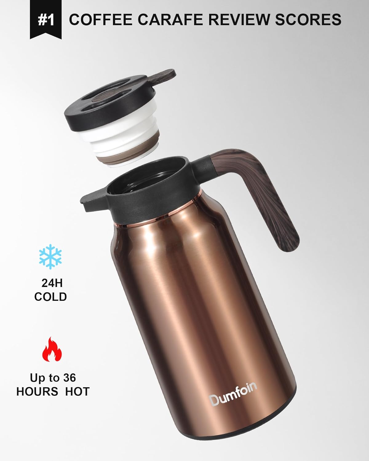 Carafes for Hot Liquids 70 oz - 12 Hour Stainless Steel Thermal Coffee Carafe-Insulated Coffee Carafes For Keeping Hot/Cold Coffee, Tea, Water, Drink Dispenser for Parties(2 gold)