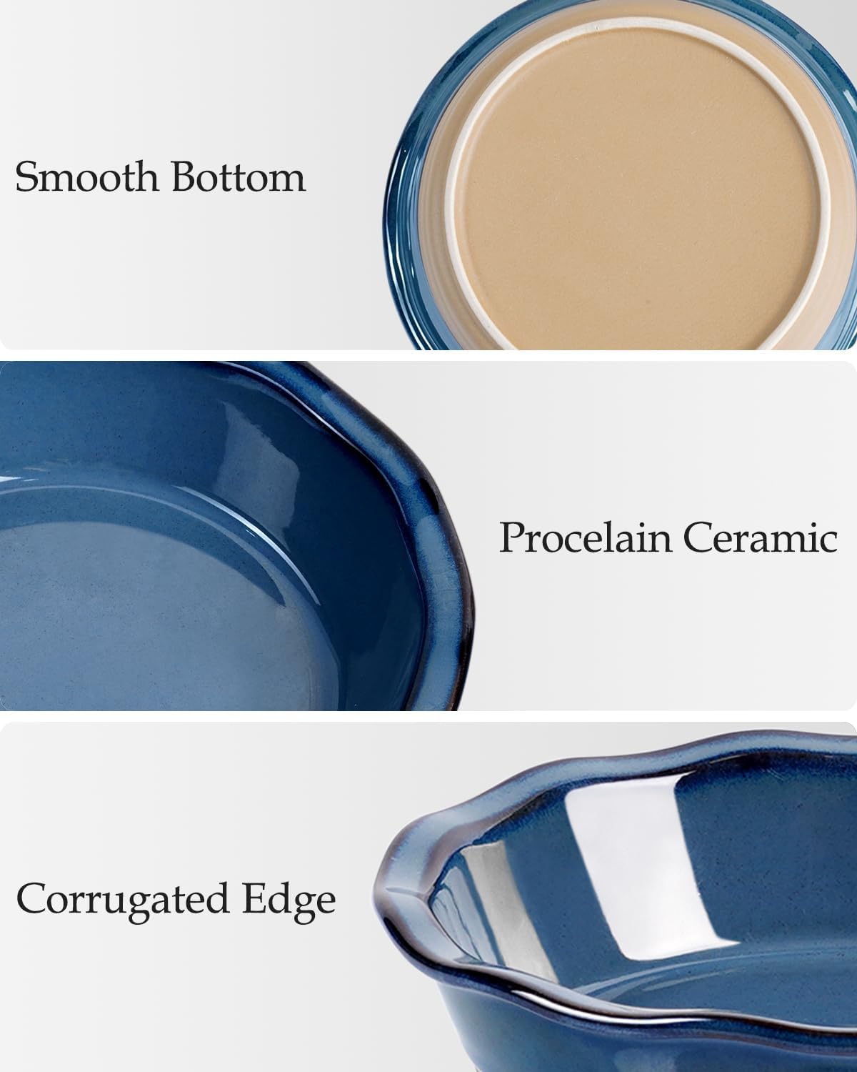 NUTRIUPS 6.5 Inch Ceramic Pie Pans Set of 4, Round Baking Dish for Kitchen, Round Pie Dish Oven Safe