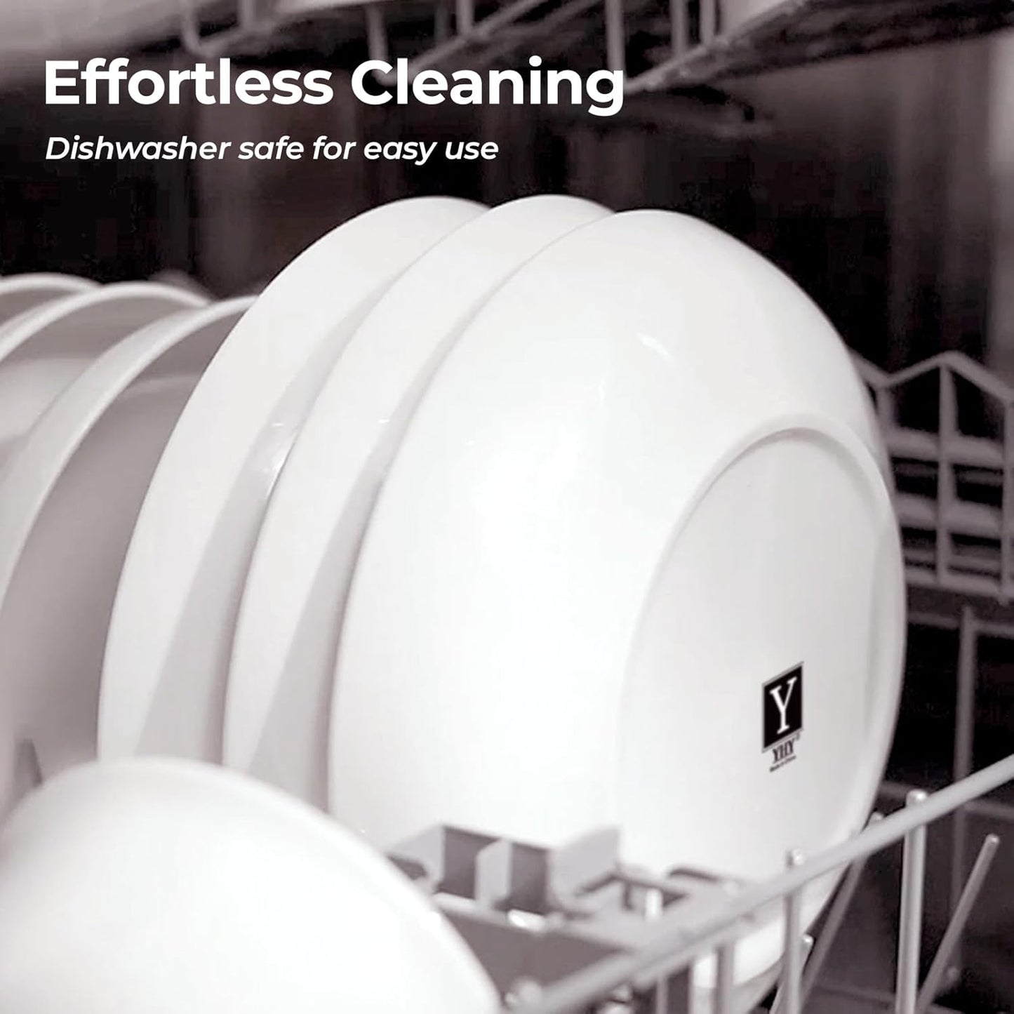 Y YHY 9.75" Large Pasta Bowls, 50 Ounces Big Salad Bowls, Ceramic Serving Bowl Set of 4, Wide and Shallow Bowls Set, Microwave and Dishwasher Safe, White