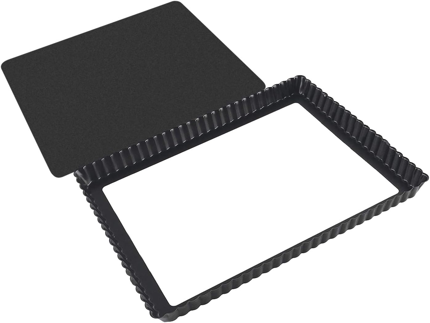 Rectangular Tart Pie Pan Flan Quiche Cheese Molds with Removeable Release Bottom Fluted - 12.8 x 8.5 Inch