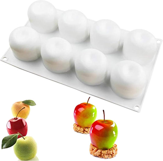OCPO KITCHEN Apple Silicone Mold for Baking Mousse Cake Dessert Pastry Chocolate Fruit Pudding Jelly Ice Cream Christmas Cake Decoration Mold, Non-Stick and Easy Release, Apple Shape (8-Cavity)
