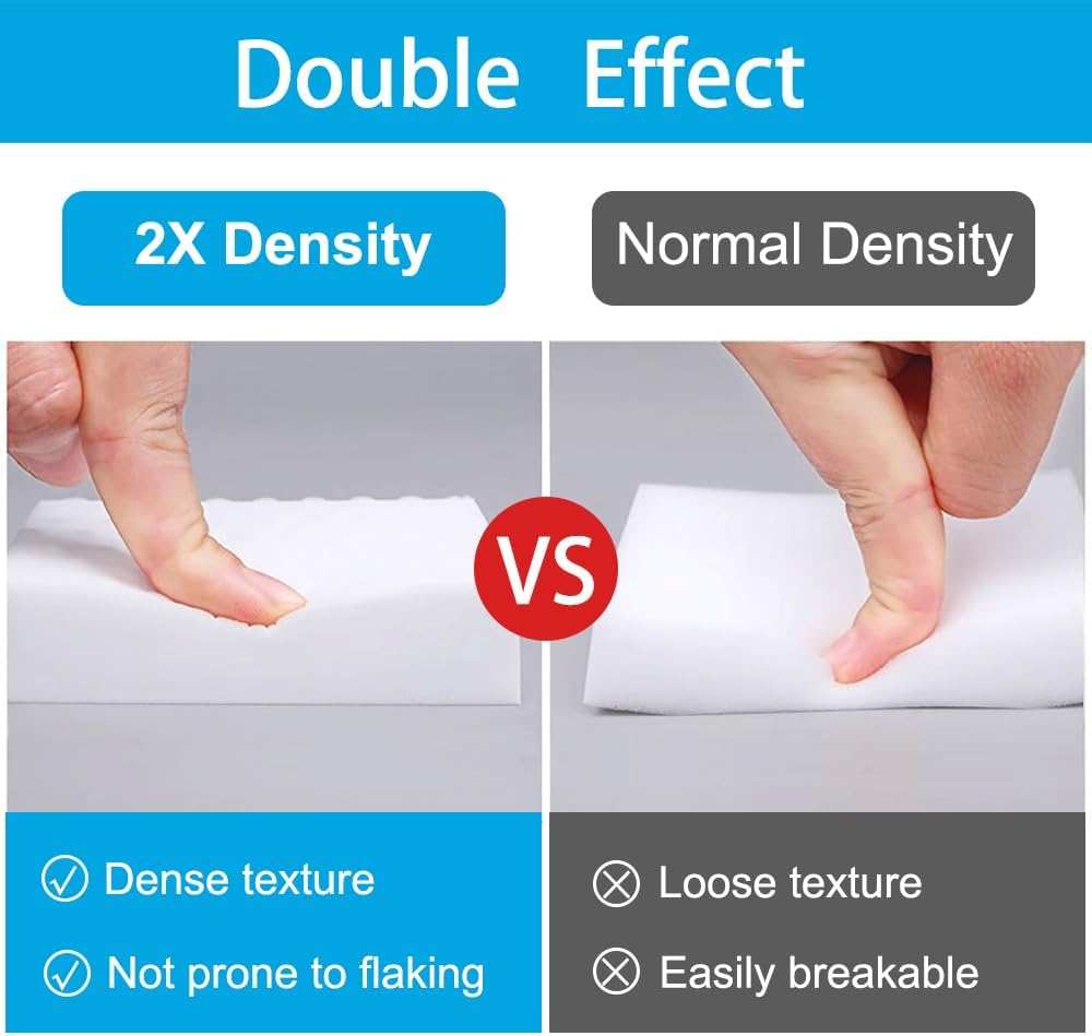 Magic Cleaning Erasers, Kitchen Sponge 10 Pack 2X Density Melamine Sponge Foam Pads, Multi-Functional Car Cleaning Supplies Cleaner for Kitchen, Bathroom, Shower, Window, Wall Cleaner