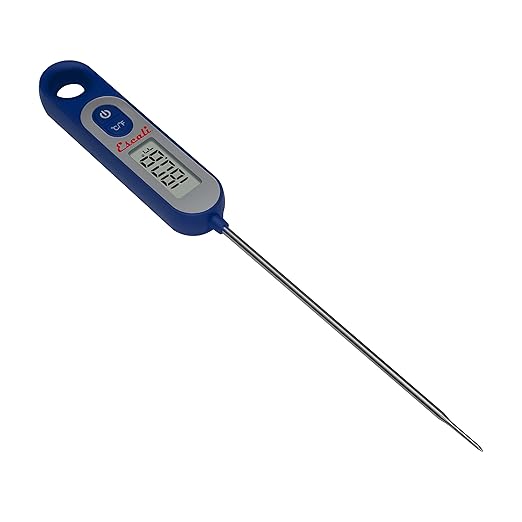 Escali Long Stem Digital Thermometer for Meat, Frying, Cooking, Candy and Kitchen Use, Extra Long 5.6-Inch Probe, Blue