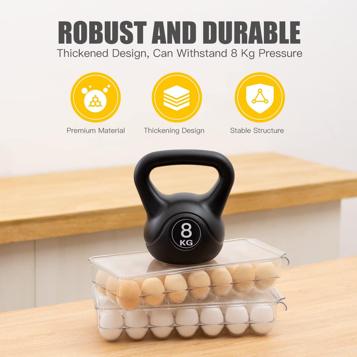 cutesun Egg Holder for Fridge, egg organizer for refrigerator, Egg Tray for Refrigerator with Lid, Plastic Container for Refrigerator Bins Holds 21 Eggs (1 Pack, 21)