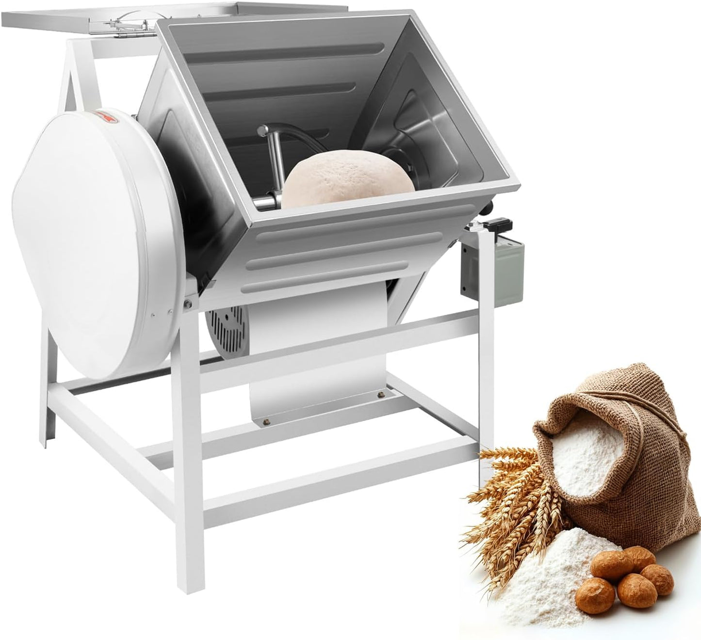 Commercial Dough Mixer Electric, 30Qt 1500W 201 Stainless Steel Large Dough Maker Machine, Heavy Duty Flour Mixing Machine, Bread Mixer for Restaurant School Bakery