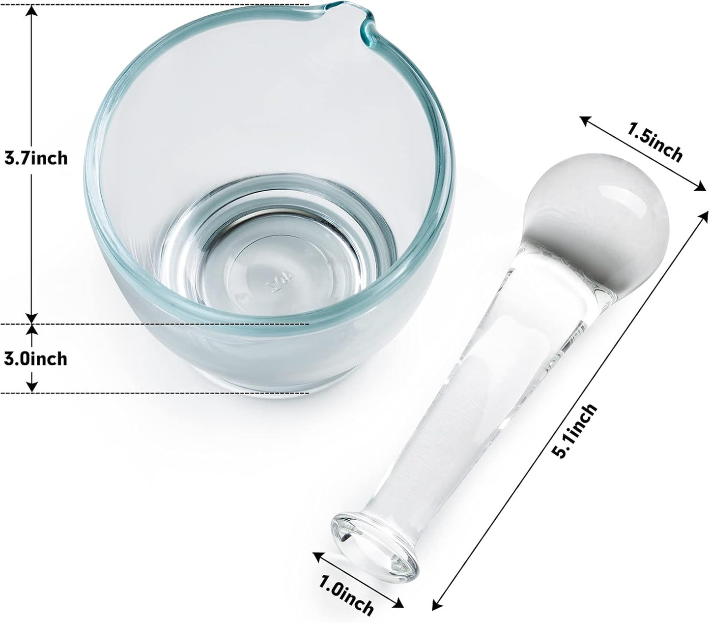 4oz Glass Mortar and Pestle Bowl, Medicine Grinder and Mixer for Pharmacy or Science Lab