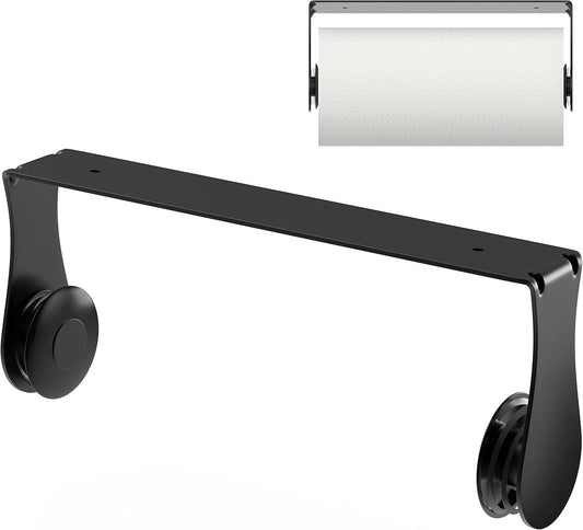 Paper Towel Holder Under Cabinet, Wall Mount, One-Handed Tear, Stainless Steel, Black, Paper Roll Holder with Kitchen Bathroom Farmhouse Essentials Decor Accessories