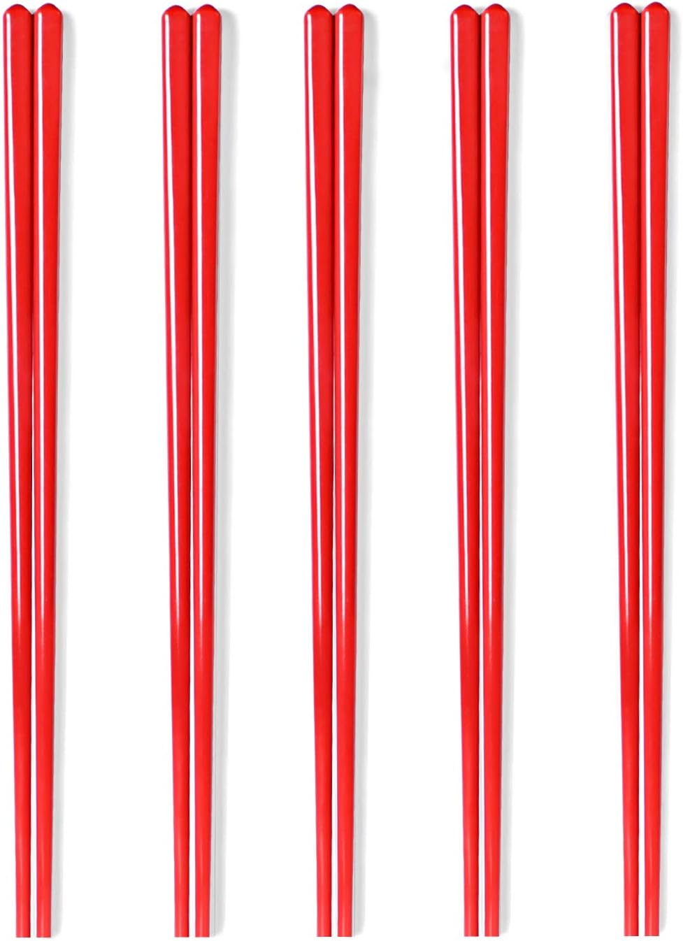 LEETOYI Ceramic Chopsticks Set of 5, Porcelain Chinese Chopsticks Easy To Clean, 9.6-Inch (Red)