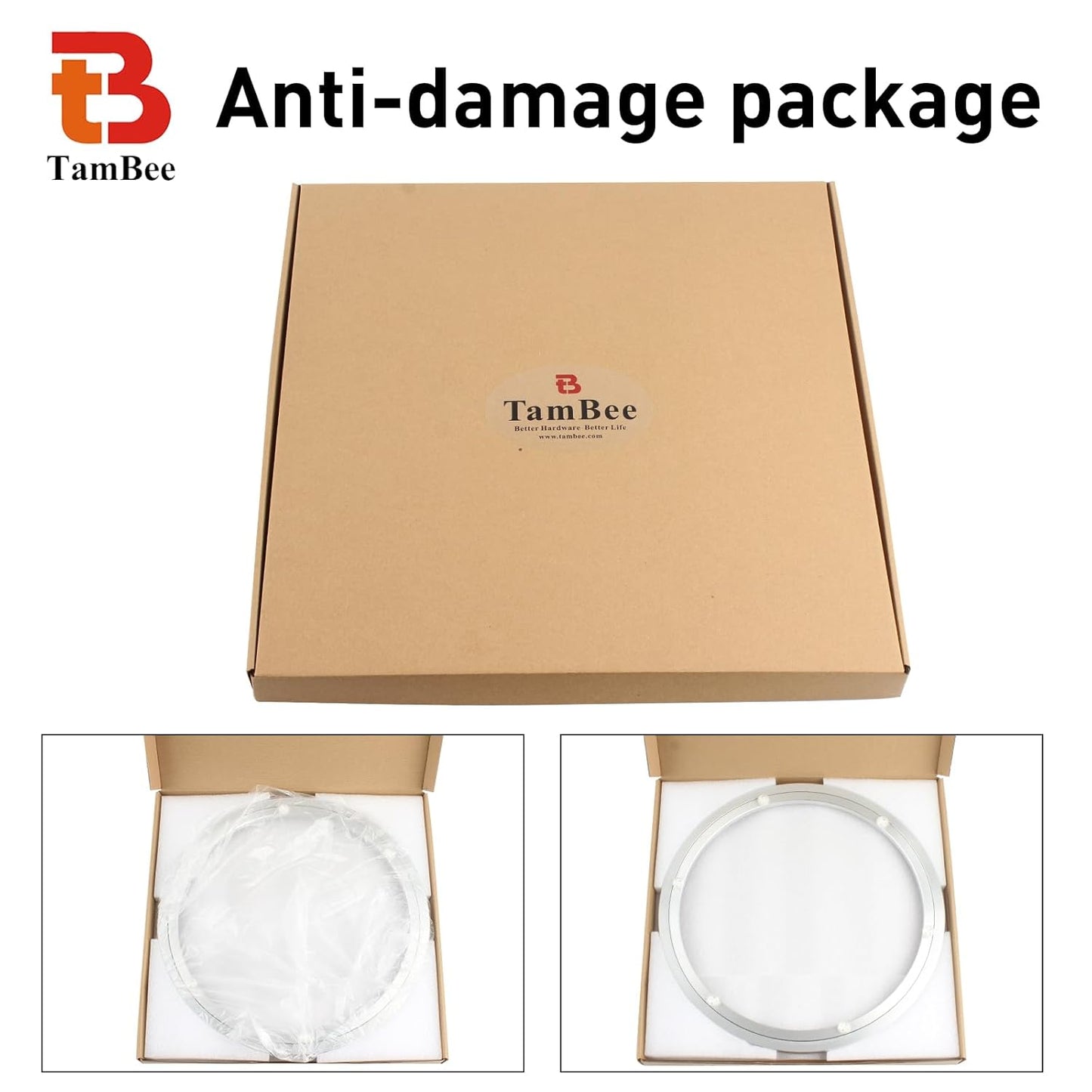 TamBee Lazy Susan Bearing 18 Inch - Heavy Duty Lazy Susan Base & Hardware, Silent Turntable for Smooth Rotation (Aluminum Alloy, 380LB Capacity)