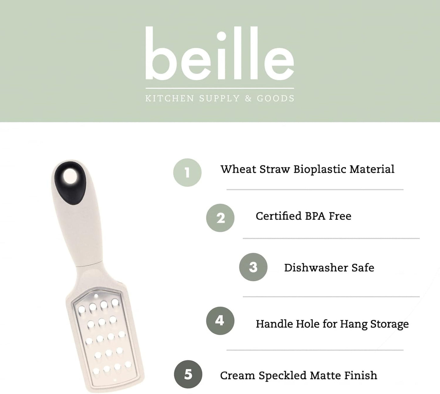 Beille Cream Stainless Steel Wheat Straw Handheld Cheese Grater Kitchen Utensils