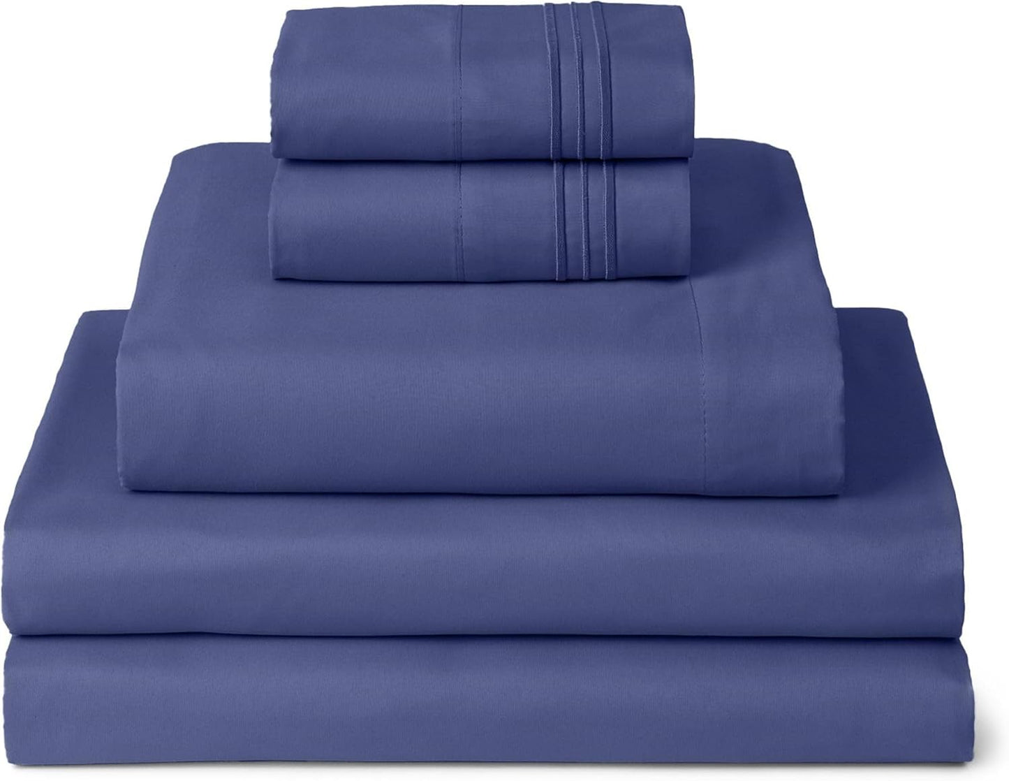 Mellanni Split King Sheets Set - 5 PC Iconic Collection Bedding - Hotel Luxury, Extra Soft, Cooling Bed Sheets - Wrinkle, Fade, Stain Resistant (Split King, Blue Nova)
