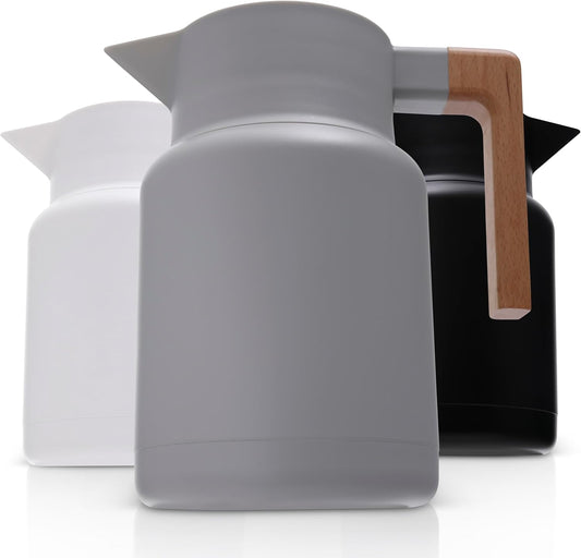 Hastings Collective Thermal Coffee Carafe 50 Oz - Large Stainless Steel Insulated Carafe - 1.5 Liter Double Walled Vacuum Thermos Coffee and Beverage Dispenser with Tea Infuser and Strainer (Gray)