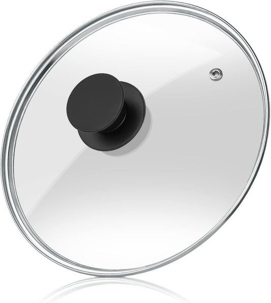 Wadaza Pan Lid 9.5 Inch - Tempered Glass Pot Lid - Oven Safe Replacement Glass Lid for Frying Pan Wok Pot Skillet