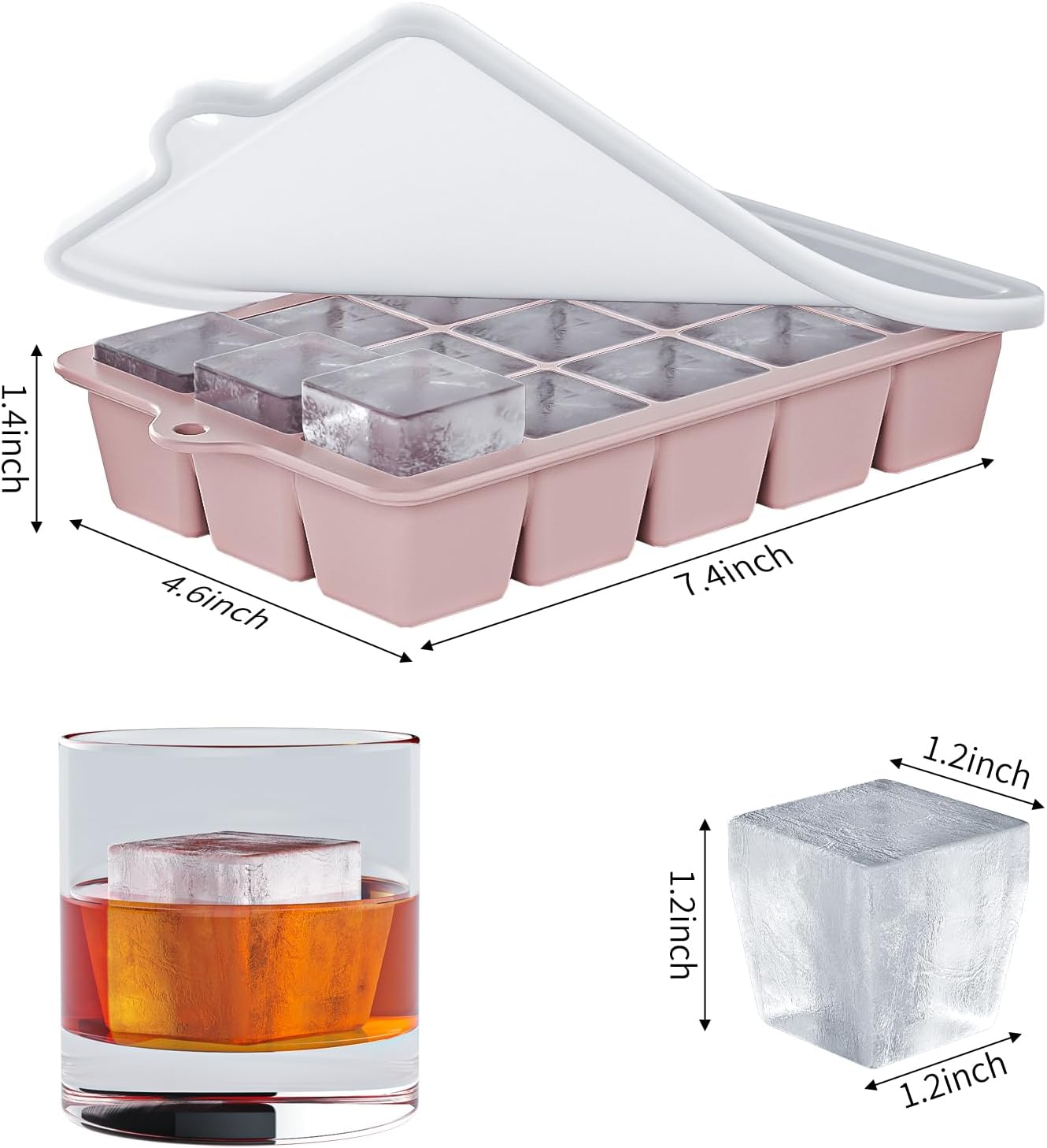 Silicone Ice Cube Tray 3 Pack - EASY RELEASE ice cube tray with lid, BPA Free Ice Cubes Trays for Freezer,ice cube mold for Cocktail,Whiskey