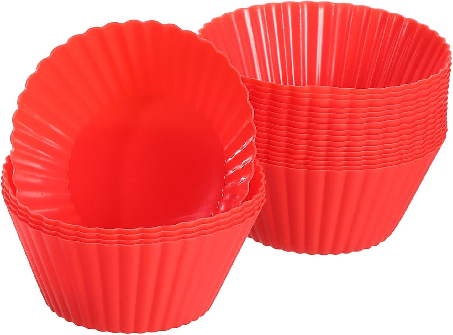 uxcell 18Pcs Silicone Cupcake Liners, Non-Stick Baking Cups, for Cooking Eggs, Baking Muffins and Make a Cake(Red)