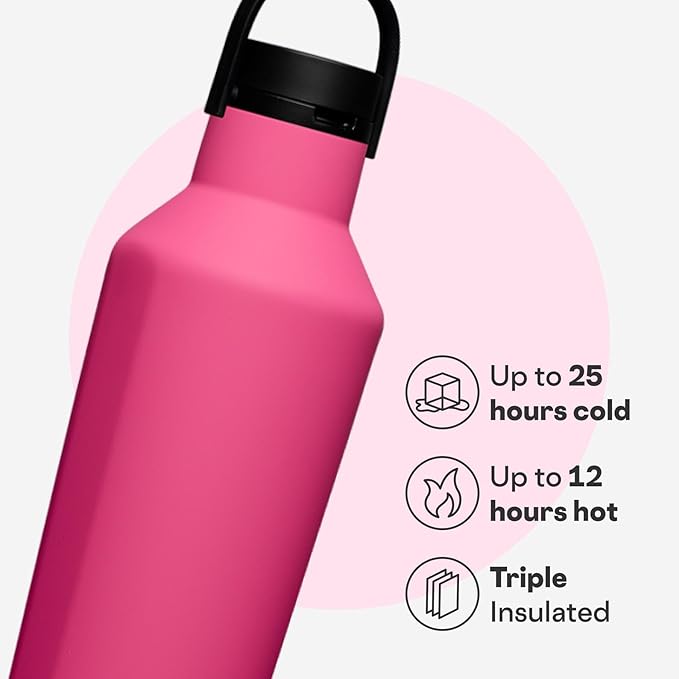 Corkcicle Sport Canteen - Keeps Drinks Cold 25 Hours - Stainless Steel Water Bottle - Triple-Insulated - Spill-Proof - Summer Drinkware Gift - Keeps Drinks Ice Cold - 32 oz - Dragonfruit
