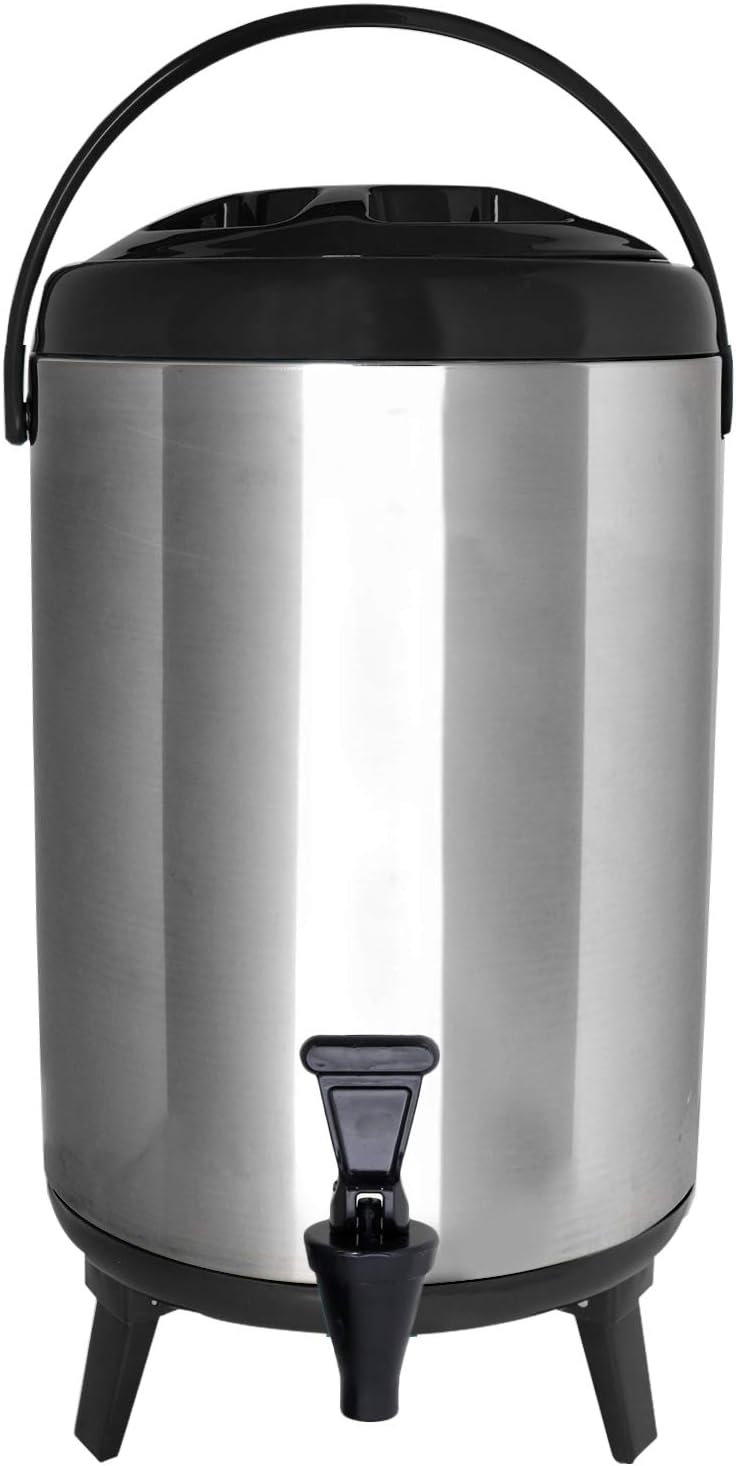 Stainless Steel Insulated Beverage Dispenser – Insulated Thermal Hot and Cold Coffee Carafe – 12 Liter Drink Dispenser with Spigot for Hot Water, Tea & Coffee, Cold Milk, Juice & More BLACK