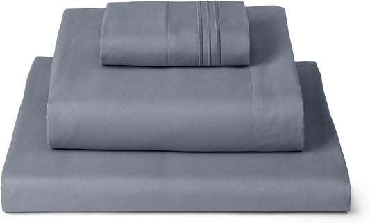 Mellanni Twin Sheets Set - 3 PC Iconic Collection Bedding - Hotel Luxury, Extra Soft, Cooling Bed Sheets - Wrinkle, Fade, Stain Resistant (Twin, Mineral Gray)