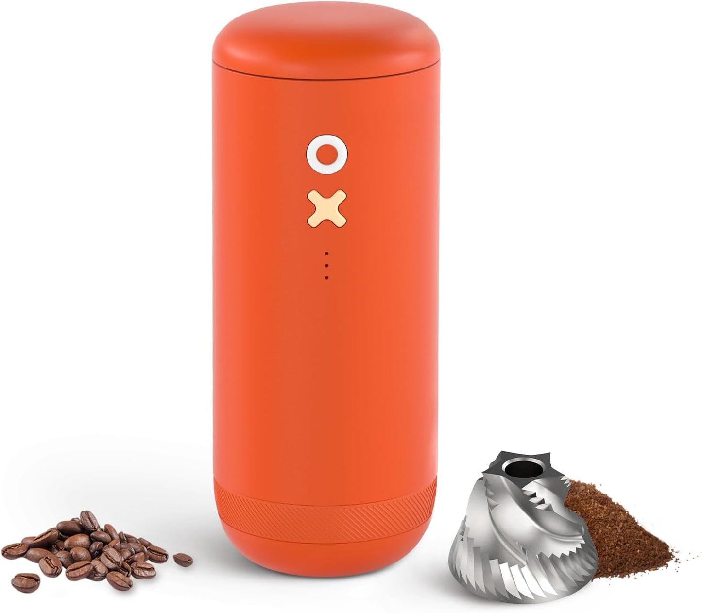 Nuttii Burr Coffee Grinder – Electric, Portable, Small, Quiet Adjustable Conical Burr Mini Coffee Bean Mill 20 Grind Settings for Espresso, Pour-Over, French Press Moka for Home Use (Tangerine Orange)