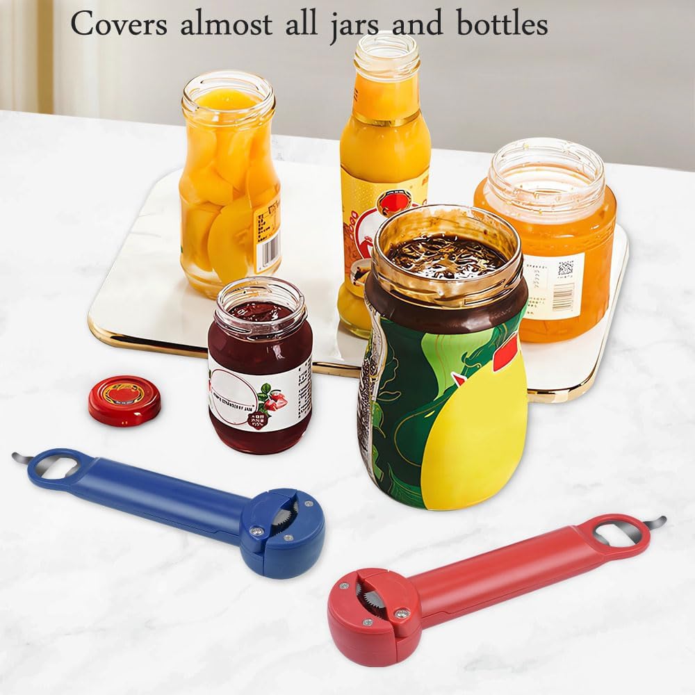 Bottle Opener Jar Opener for Weak Hands, Arthritic Hands, Seniors,Low Strength and Children with Beer Opener Red