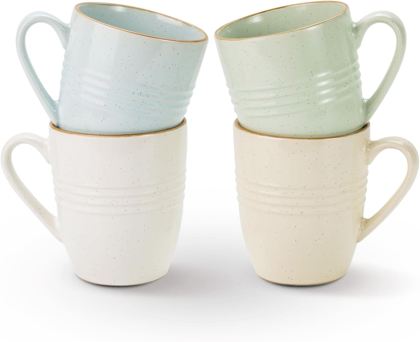 famiware Jupiter Coffee Mugs Set of 4, 14 OZ Coffee Mug, Microwave and Dishwasher Safe, Coffee Cups with Handle for Coffee, Tea, Cocoa, Milk, Multi-color