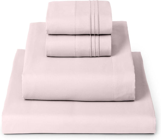 Mellanni Full Sheets Set - 4 PC Iconic Collection Bedding - Hotel Luxury, Extra Soft, Cooling Bed Sheets - Wrinkle, Fade, Stain Resistant (Full, Blush Pink)