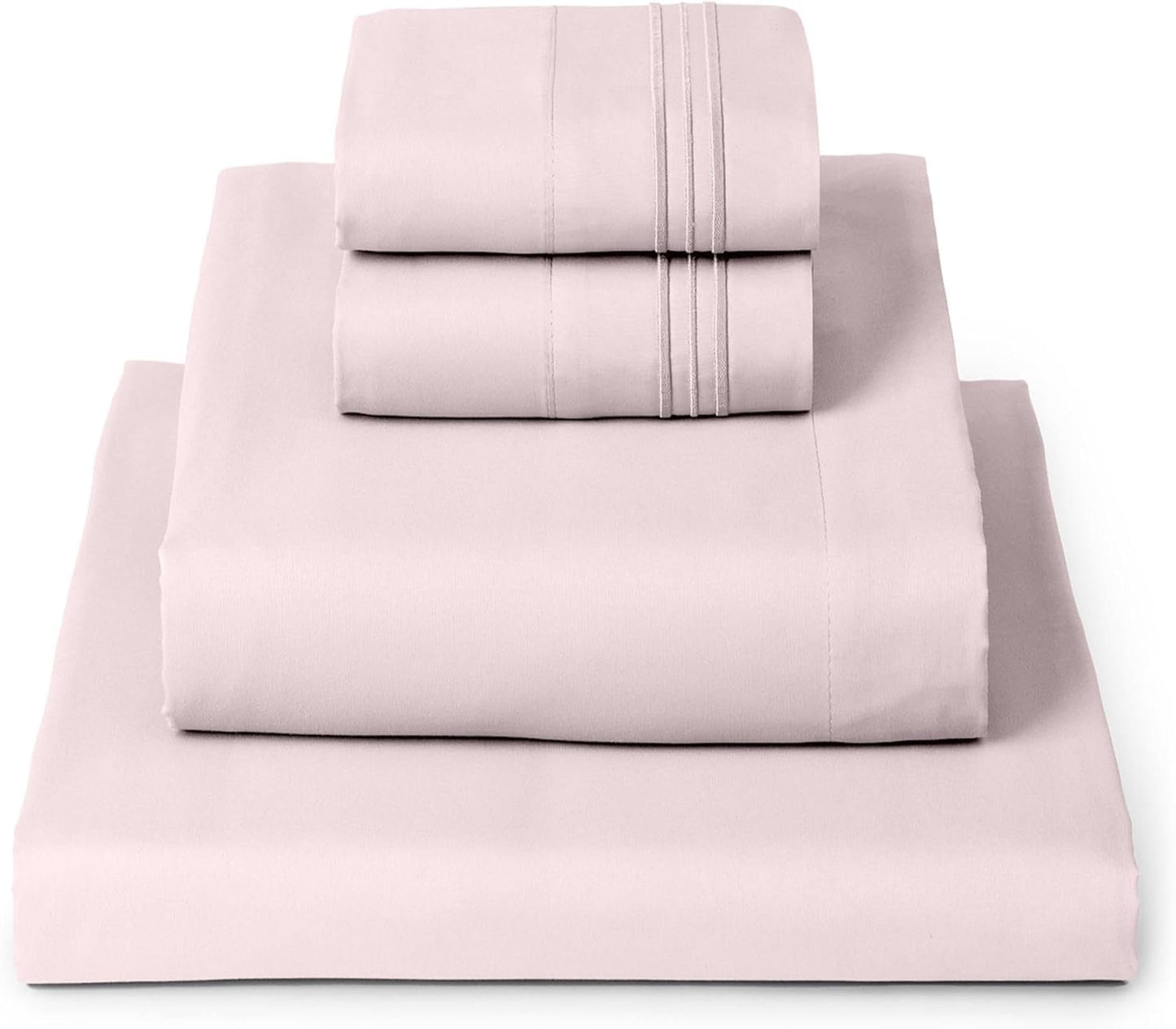 Mellanni Queen Sheets Set - 4 PC Iconic Collection Bedding - Hotel Luxury, Extra Soft, Cooling Bed Sheets - Wrinkle, Fade, Stain Resistant (Queen, Blush Pink)
