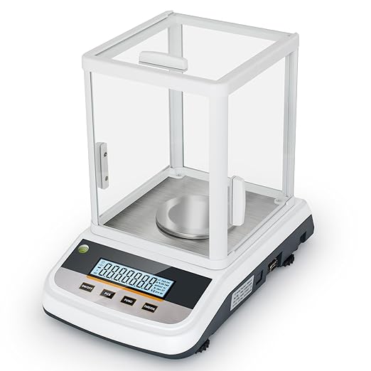 500g Analytical Lab Balance with 0.001g Ultra-Precision, Digital Scale Multi-Functional Units Plug-in Exclusive 500g Weight - Ideal for Laboratories, Research, Industrial, Kitchen, Food, Jewelry
