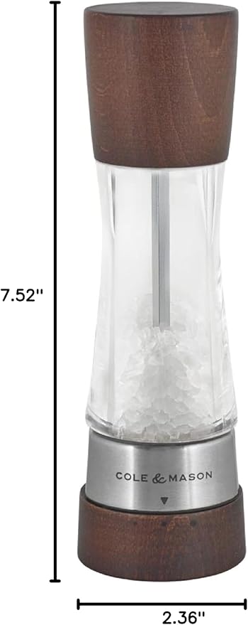 Cole & Mason Derwent Salt Mill - Gourmet Precision Salt Grinder - Refillable Seasoning and Spice Tools - Adjustable Seat, Himalayan and Kosher Salt Grinder Settings - Forest Wood
