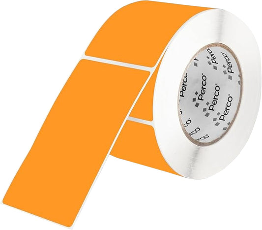 Perco Fluorescent Orange Labels 3x5 Inch 500 Stickers/Roll with Easy Peel Perforation and Strong Adhesion for Inventory Management, Color Coding, Moving Boxes, Retail, Organizing & Crafts–Made in USA