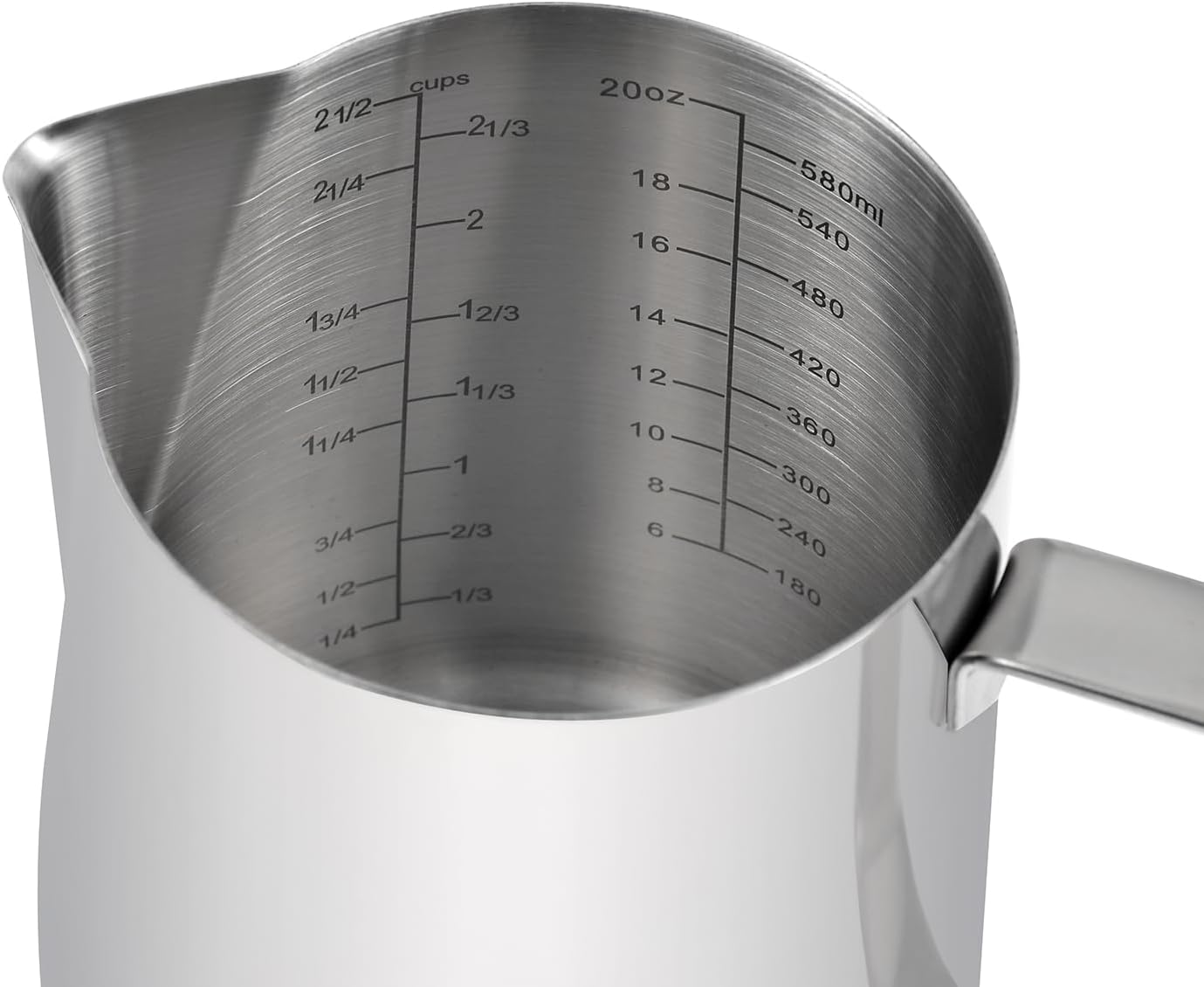 Kichwit Stainless Steel Measuring Cup, Metal Measuring Cup with Handle, 20oz / 600ml / 2.4 Cups