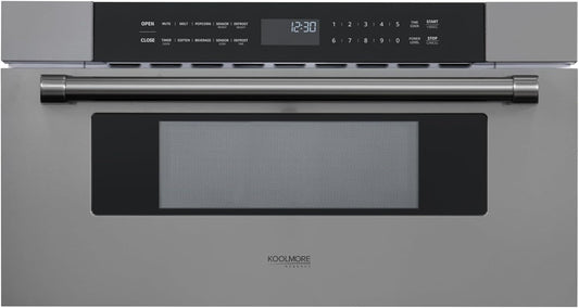 KoolMore Reserve 30 in. 1.2 cu. ft. Microwave Drawer with 10 Power Levels, Sensor Cooking, Melt, Defrost, Bake, Roast, Broil, Timer, Express Cook, 1500 Watts, UL Certified in Black Stainless-Steel