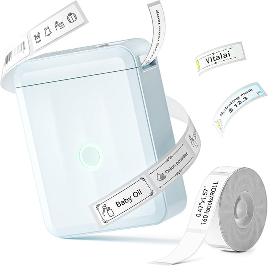 NIIMBOT D110 New Version Label Maker Machine with Tape, Handheld Bluetooth Label Printer, Mini Thermal Printer, Sticker Maker for Organizing Home Kitchen School, Blue