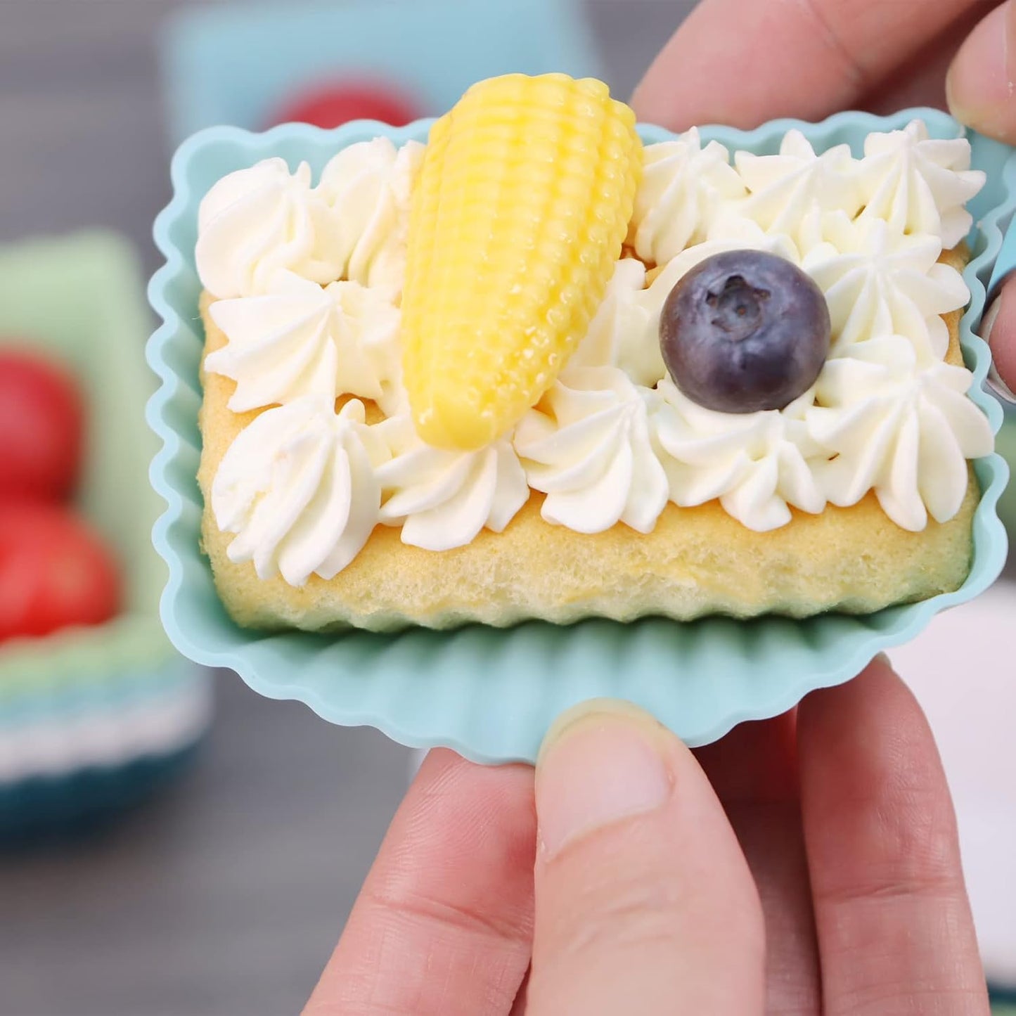 24Pack Silicone Muffin Cups, Reusable Cupcake Liners Molds for Baking, 3 Shapes Lunch Box Bento Dividers-Round, Square, and Rectangular (Neutral Colors, Large Size)