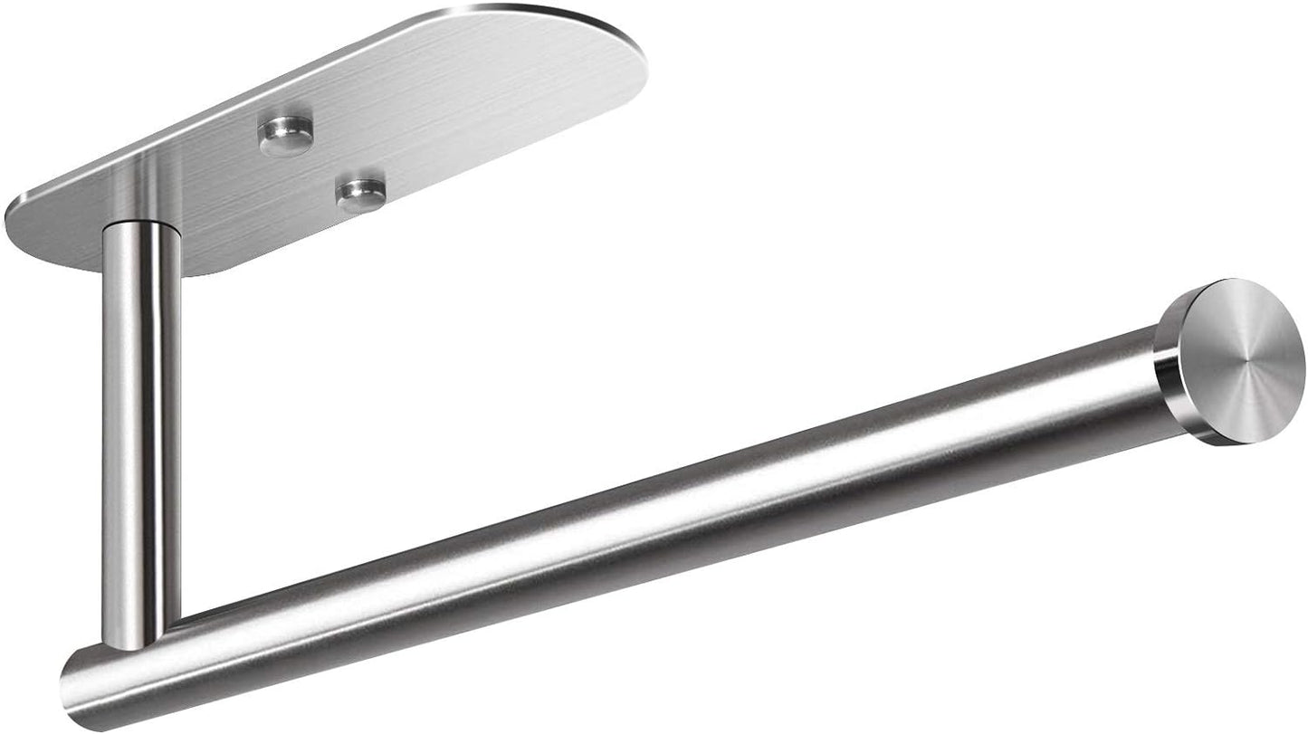 VAEHOLD Adhesive Paper Towel Holder Under Cabinet Mount, Wall Mounted Paper Towel Roll Holder for Kitchen Paper Towel, Stainless Steel（Silvery）