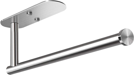 VAEHOLD Adhesive Paper Towel Holder Under Cabinet Mount, Wall Mounted Paper Towel Roll Holder for Kitchen Paper Towel, Stainless Steel（Silvery）