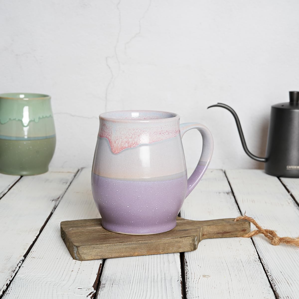 Bosmarlin Extra Large Ceramic Coffee Mug, 25 Oz, Dishwasher and Microwave Safe, Oversized Big Tea Cup for Office and Home, Reactive Glaze (Purple)