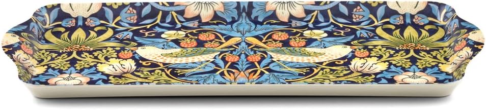 Pimpernel Morris & Co Strawberry Thief Blue Melamine Tray with Handles - Elegant Serving Tray for Tea Parties, Decorative Sandwich Display - Stylish Kitchen & Dining Organization, Ideal Gift for Her