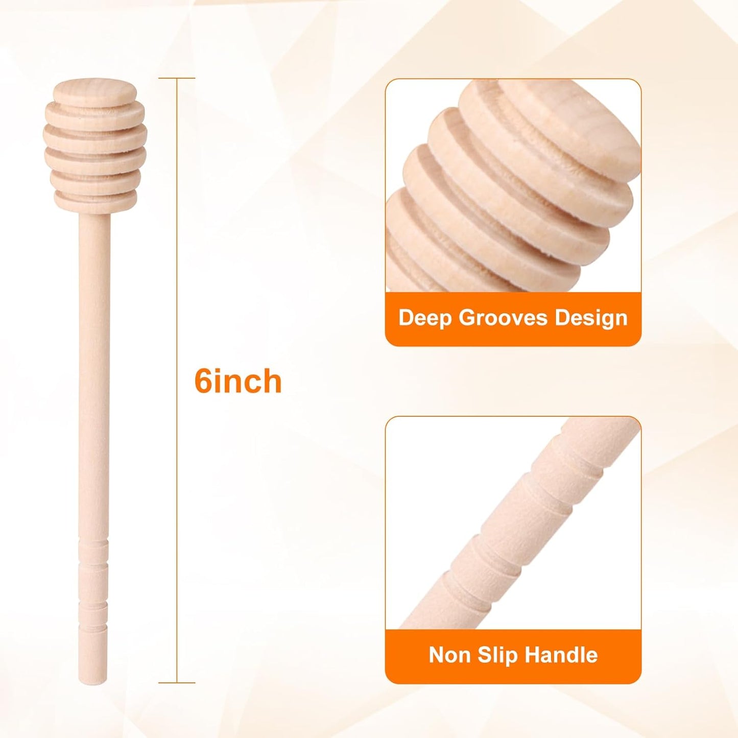 100 PCS Wooden Honey Sticks Dipper 6 Inch, Individually Wrapped Mini Honeycomb Honey Stirrer Stick For Honey Jar Dispense Drizzle Honey and Wedding Party Favors Gift
