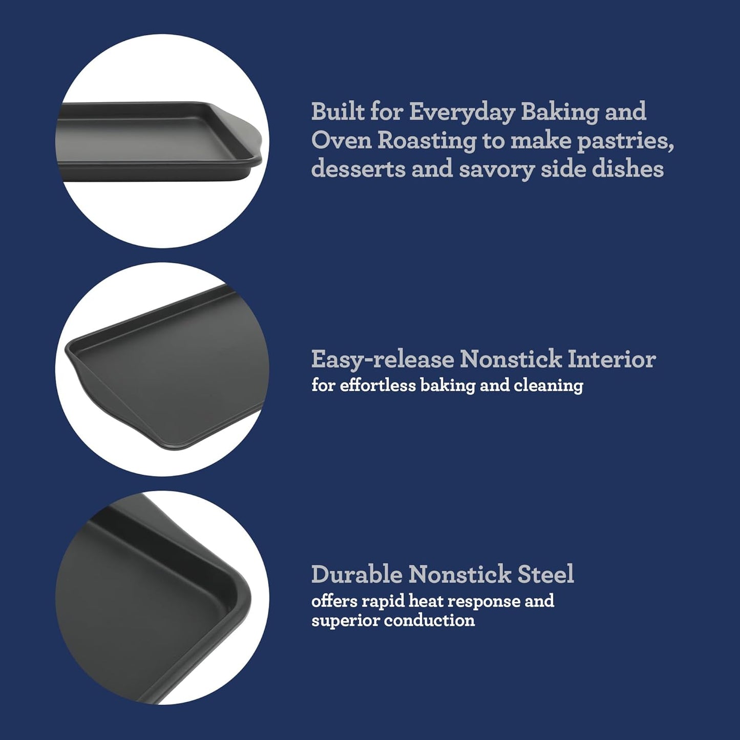 Oster Teston 18 x 13 Inch Nonstick Carbon Steel Cookie Baking Sheet - Matte Black