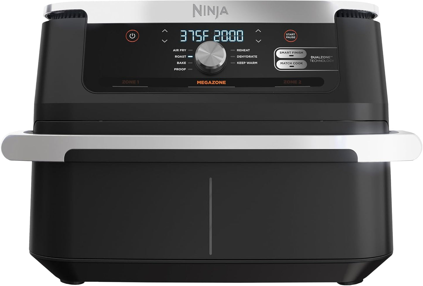 Ninja Foodi 11 Quart 7-in-1 MegaZone XL FlexBasket Air Fryer, Basket Divider for Full Meals, Air Fry, Roast, Grey (Renewed)