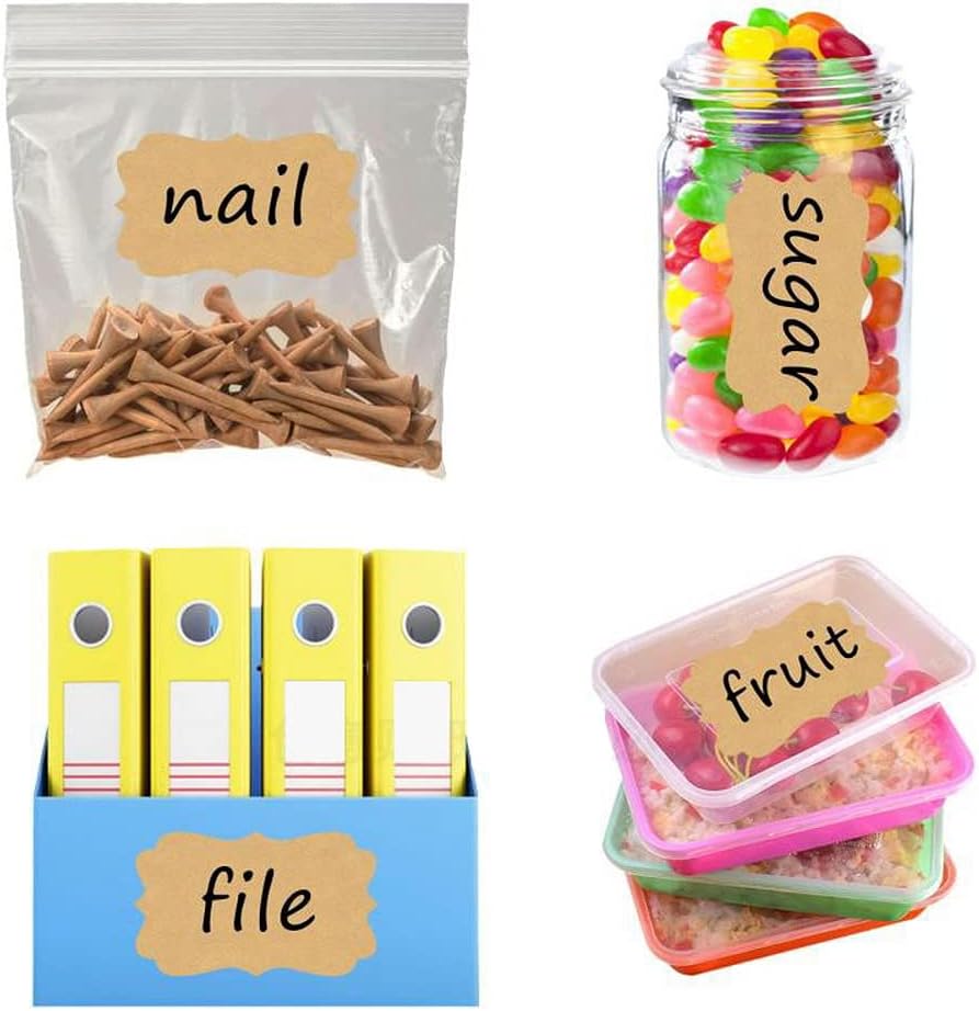 300 Pcs Gift Tags Stickers Name Labels Stickers, Self-Adhesive Handmade Bottle All-Purpose Jar Labels for Presents Christmas Decoration Jars Food Craft