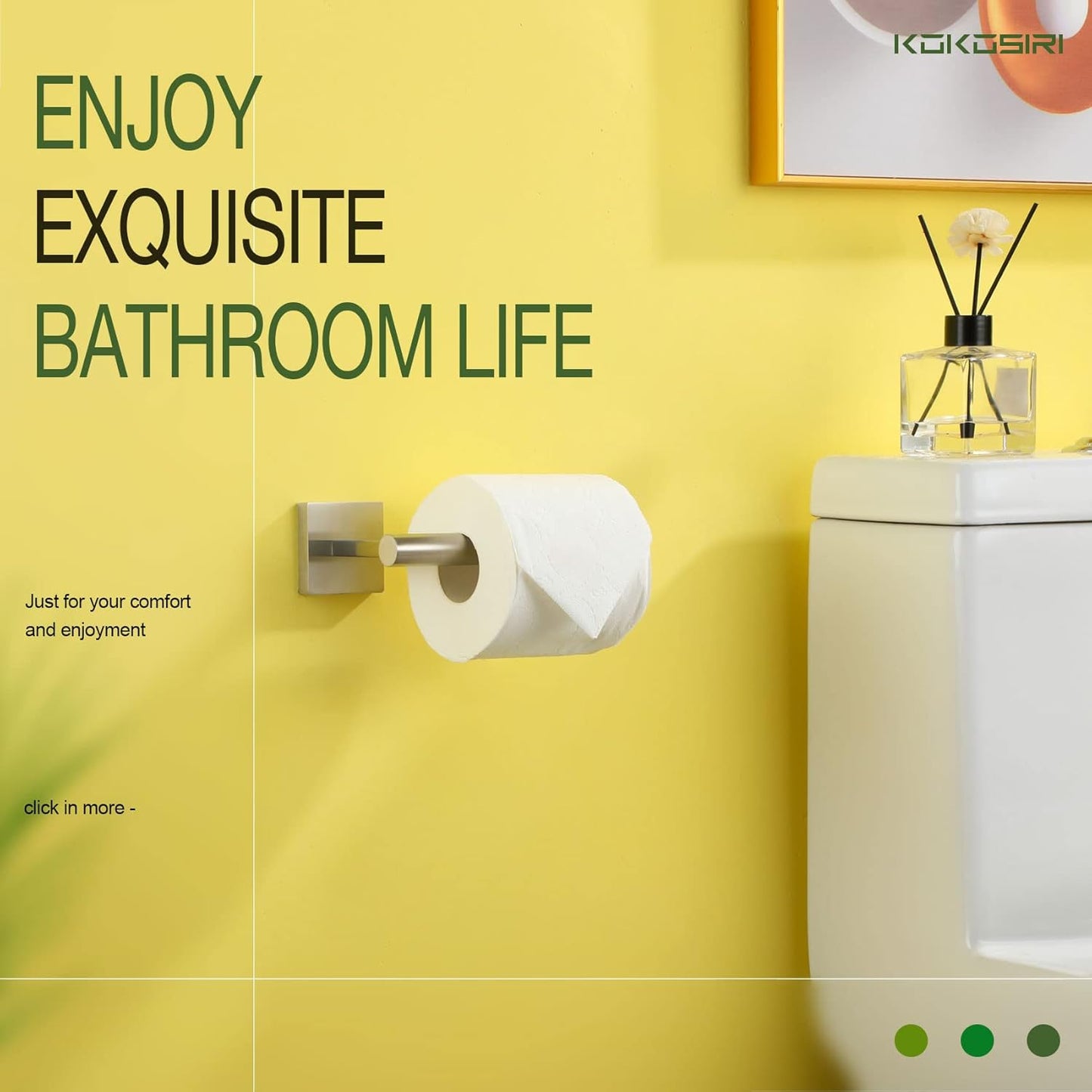 KOKOSIRI Toilet Paper Holder Tissue Paper Dispenser for Bathroom Toilet Roll Holder Brushed Nickel Stainless Steel, 2 Pack, B2005BR-2P