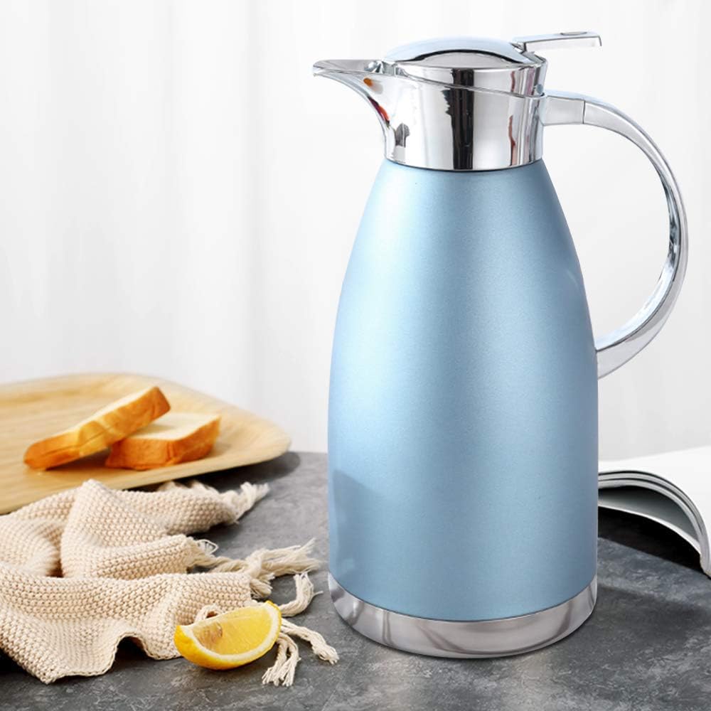 61oz Coffee Carafe Airpot Insulated Coffee Urn Stainless Steel Vacuum Thermal Pot Flask for Coffee, Hot Water, Tea, Hot Beverage - Keep 12 Hours Hot, 24 Hours Cold (Blue)