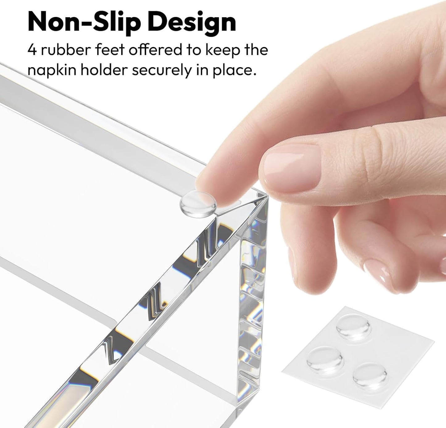 HIIMIEI Acrylic Napkin Holder for Table: Square Cocktail Napkin Dispenser, Flat Guest Towel Holder Tray, Disposable Hand Towel for Bathroom, Kitchen, Bar, Dinner, Party（Clear）