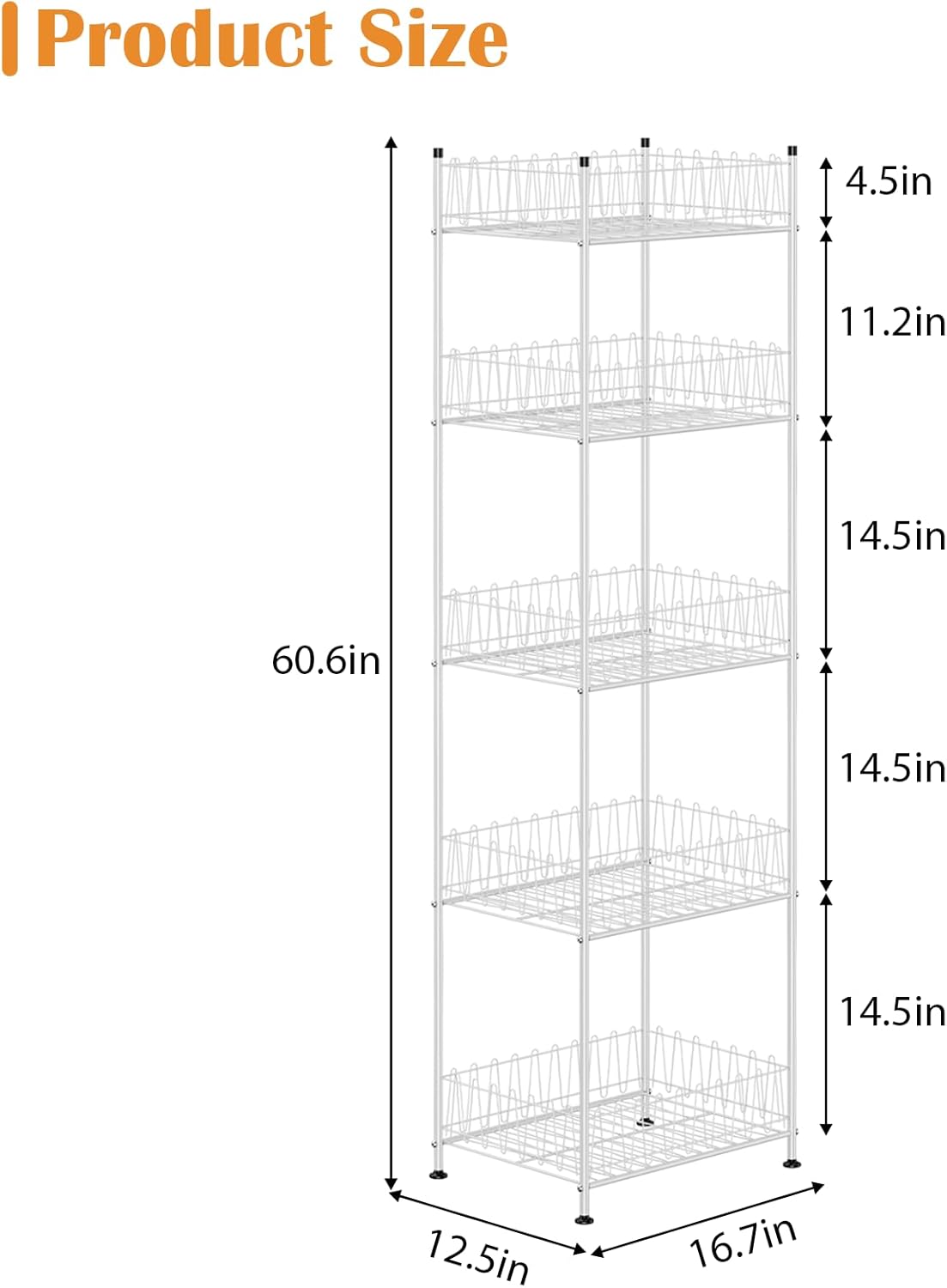 Water Bottle Storage Organizer 5 Tier Metal Water Bottle Holder Shelf Drink Beverage Soda Can Organizer Rack Bottled Water Stand for Floor Classroom Kitchen Food Storage, Silver